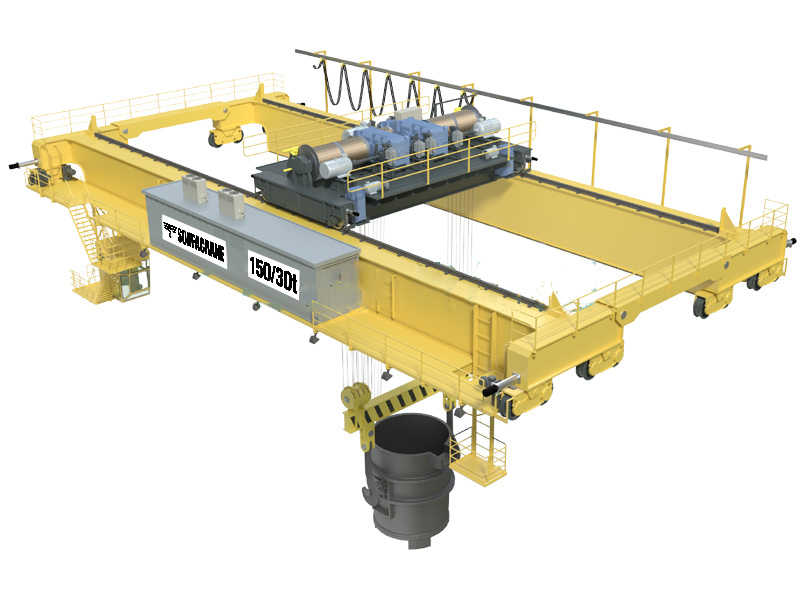 Metallurgical casting crane for molten metal handling