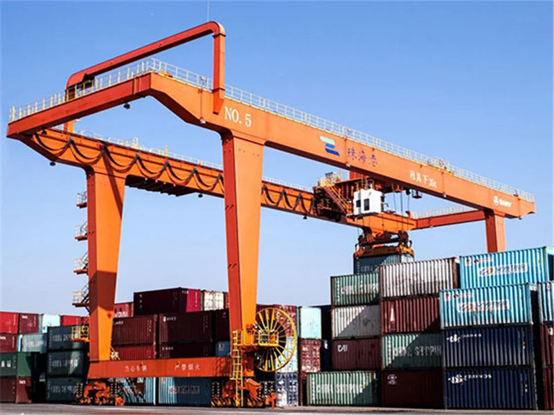 Rail mounted container gantry crane in a logistics yard