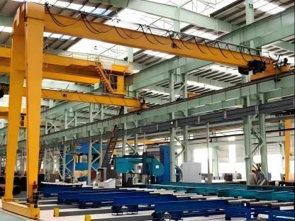 Semi gantry single girder crane in an existing workshop