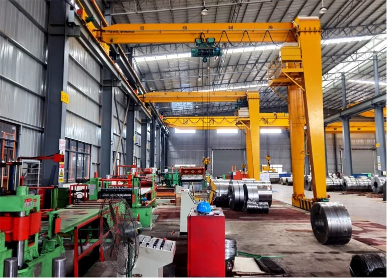 Portable gantry crane related workshop lifting layout